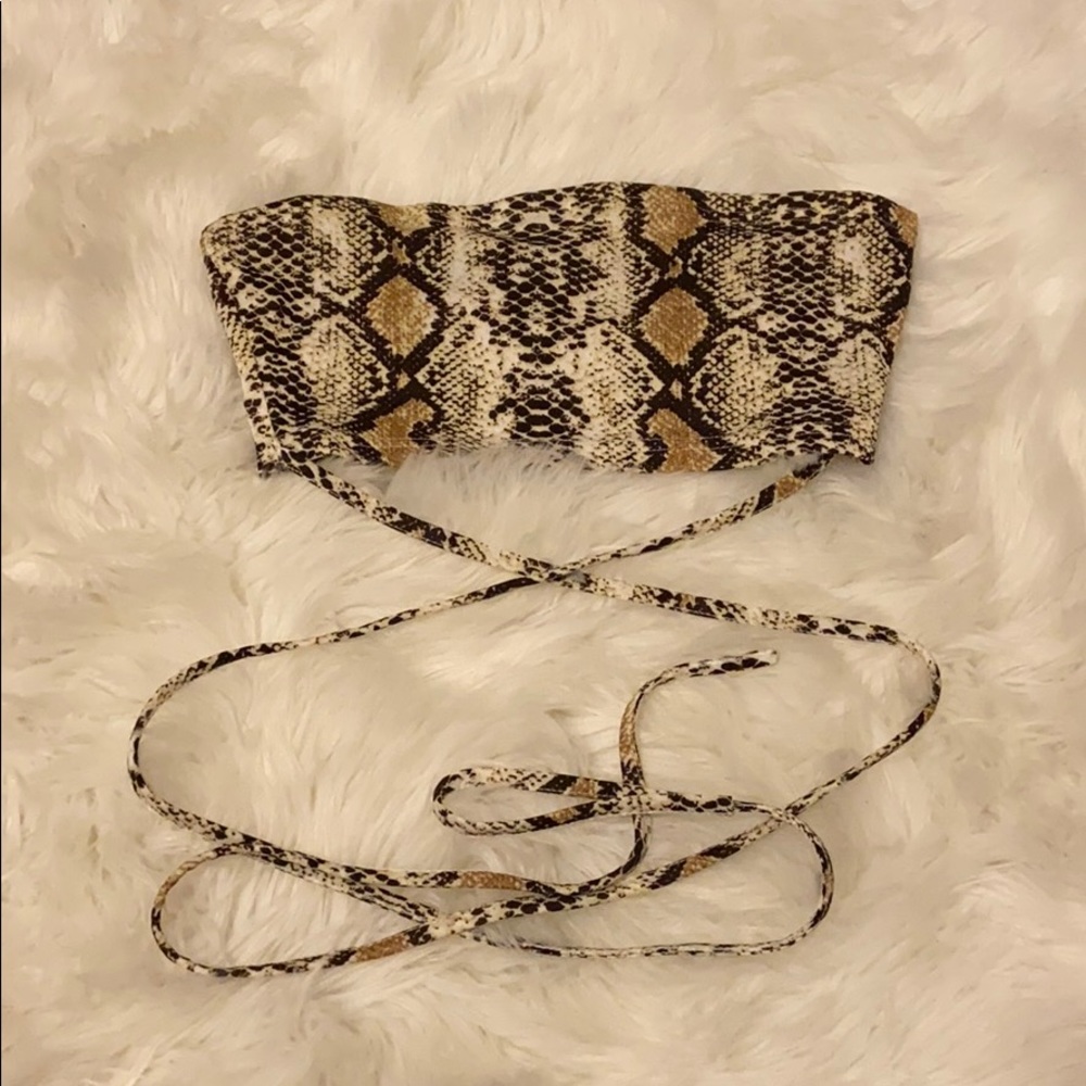 snake print crop top with strings
